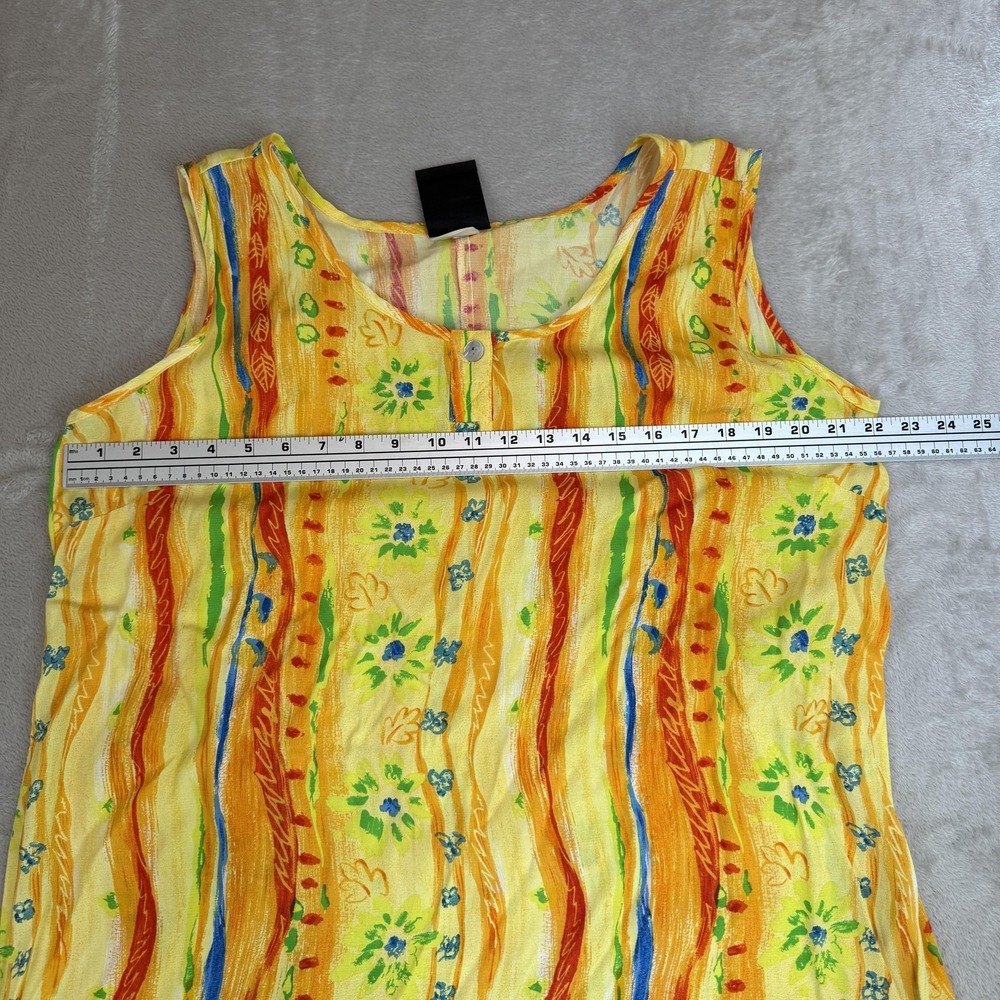 Vtg Big Hed Designs Dress Womens XL Yellow Floral Maxi Sundress Beach Funky Lady - Picture 7 of 12